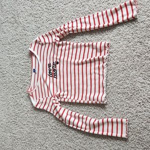 Girls XL 14 Long sleeve red white striped top love more from old navy
